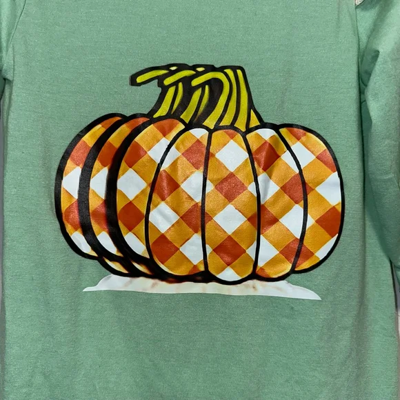 Baby Girl Green Orange Plaid Pumpkin Ruffle Bodysuit 6-9 M Fall Autumn Romper - Picture 6 of 11